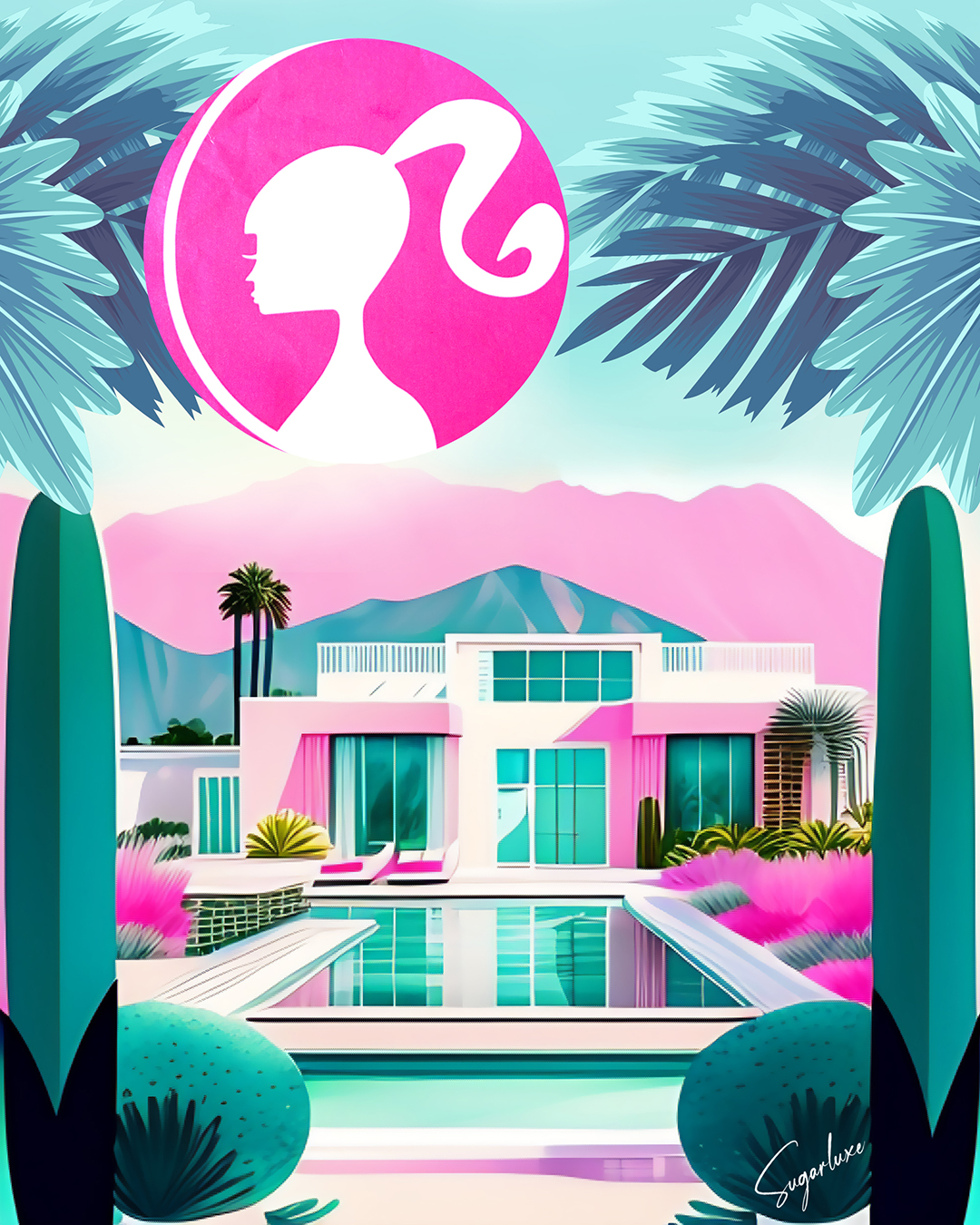 Barbie the Movie Dreamhouse Sugarluxe Art by Chandra Michaels Barbie the Movie Dreamhouse Sugarluxe Art by Chandra Michaels