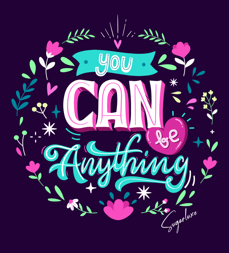 You Can Be Anything Inspirational Barbie Quote | Sugarluxe Art by Chandra Michaels Purple