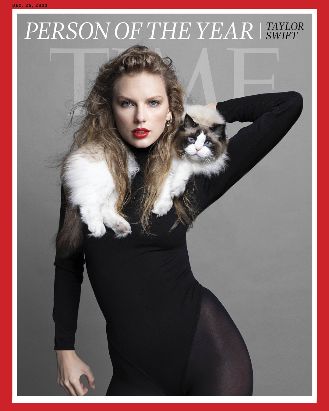 taylor-swift-time-magazine-person-of-the-year-cover-art-swiftie-collectible-with-cat-benjamin Taylor Swift Person of the Year on cover of Time Magazine featuring her cat Benjamin Button