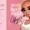 Illustration of a stylized character with cancer awareness themes next to promotional text for Sugarluxe Encouragement Cards. The right side shows an illustrated, stylized character with large expressive eyes, wearing dramatic eyelashes and earrings. The character is bald and has a smooth skin tone, with glossy lips and a shirt that says "Fight Cancer." A large pink ribbon, symbolizing breast cancer awareness, is in the background. The words "you are made of actual Magic" are written in an elegant script next to the character. Transcribed Text: Sugarluxe America's Sweet Art ENCOURAGEMENT CARDS SMOOTH SILK FINISH ECO-INKS MADE FROM SOY FOREST FIRST PRINTING EQUIPMENT PORTION OF PROCEEDS DONATED TO THE PINK FUND warrior women www.sugarluxe.com